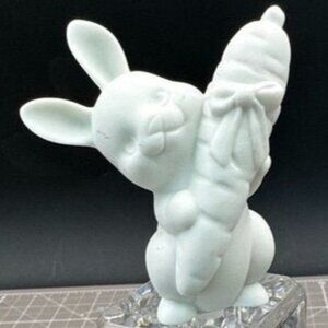 Vintage Hallmark 1978 Fine Bisque Porcelain Bunny With Carrot Figurine Handcraft